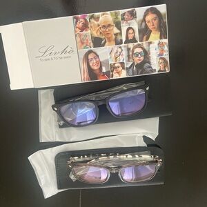 Black and Leopard blue light glasses, no prescription